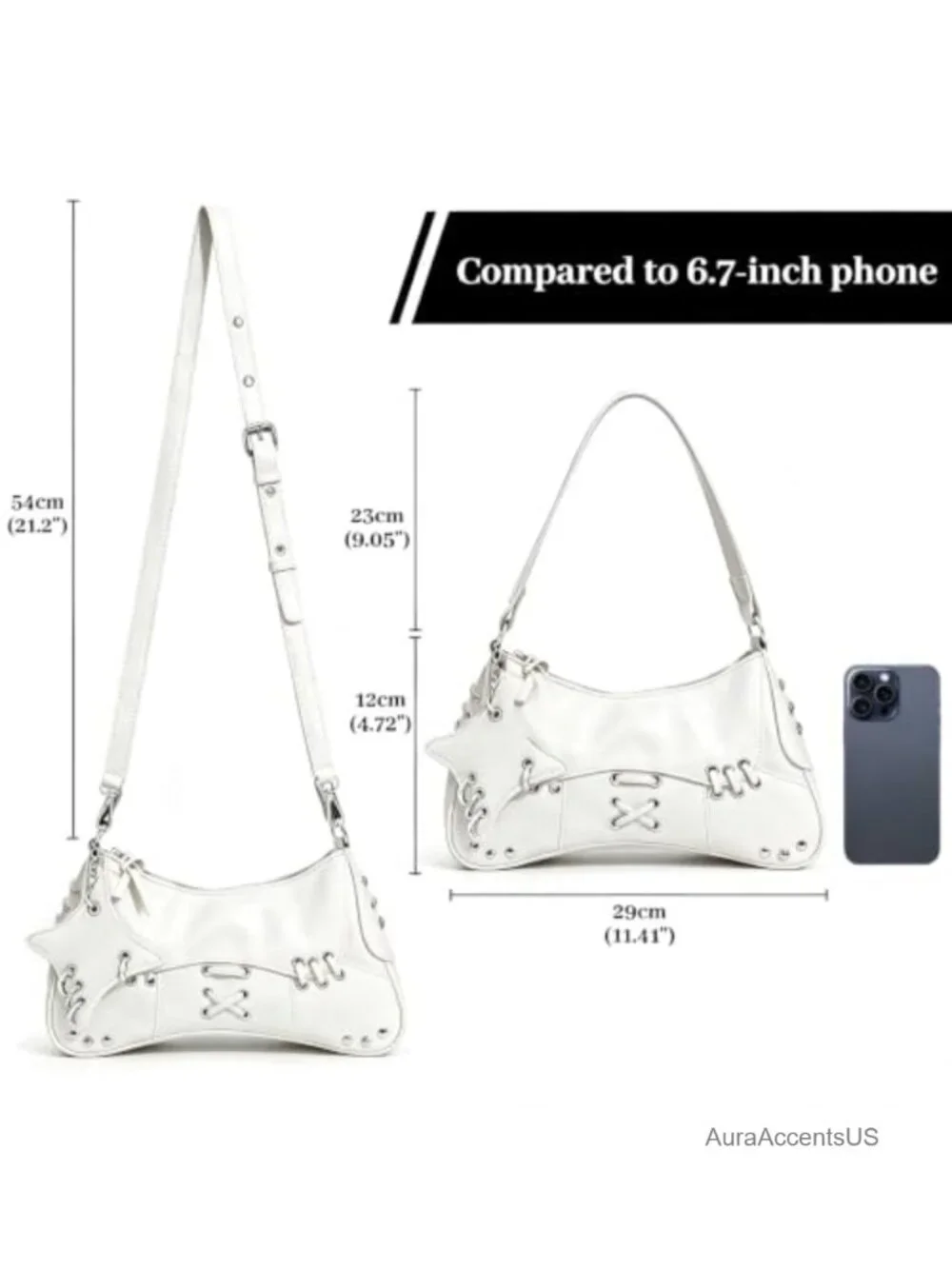 Vintage Punk Faux Leather Hobo Bag Y2K Shoulder Bag